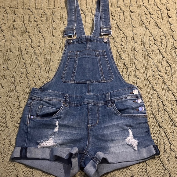 Y2K Denim Overall Shorts - Picture 1 of 6
